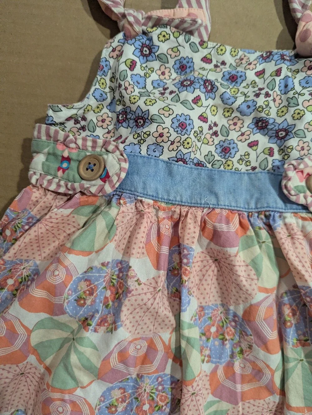 Matilda Jane Girls Whimsical Floral Umbrella Sun Dress Sz 4 *GUC So Cute! 🥰